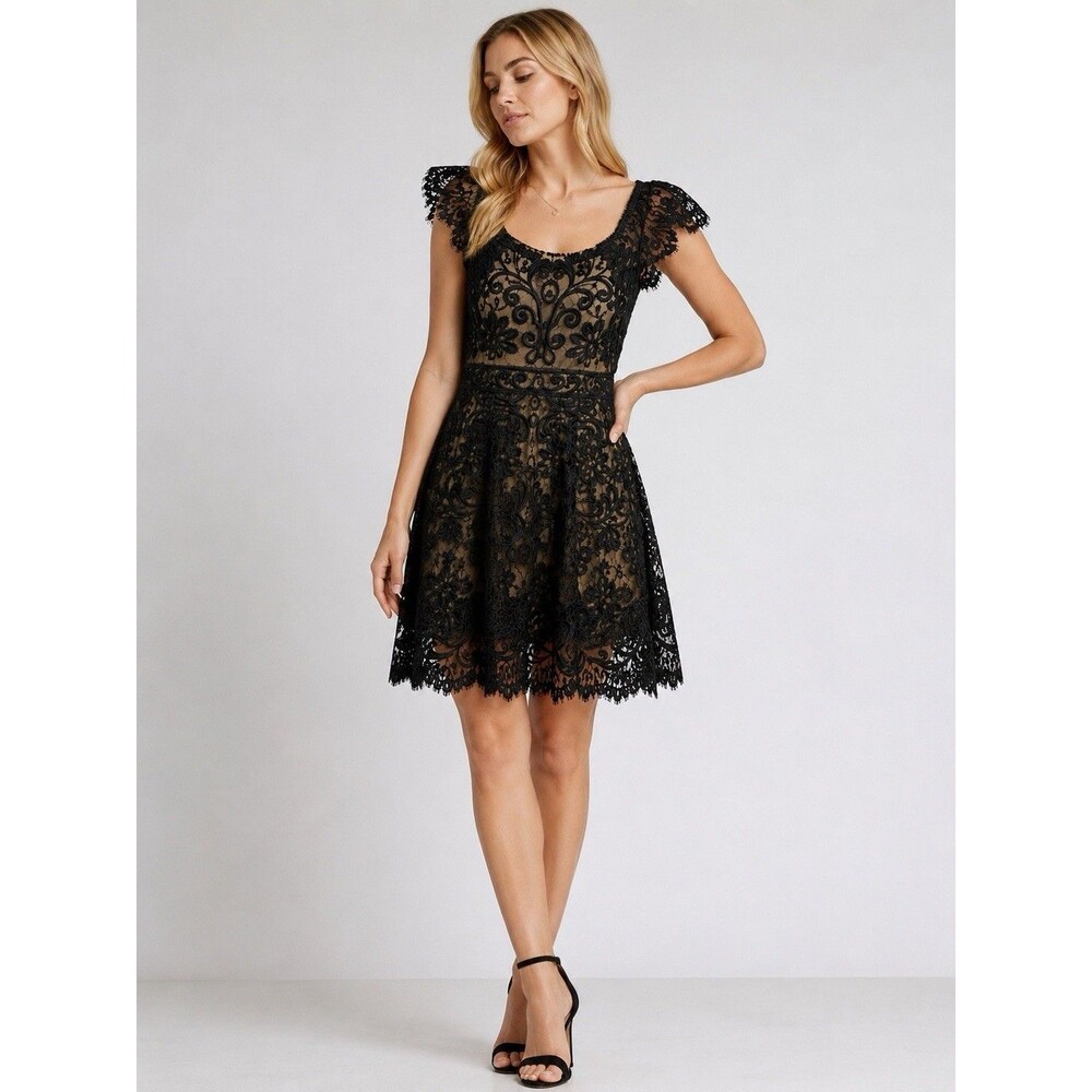 Black Lace Fit & Flare Mini Dress